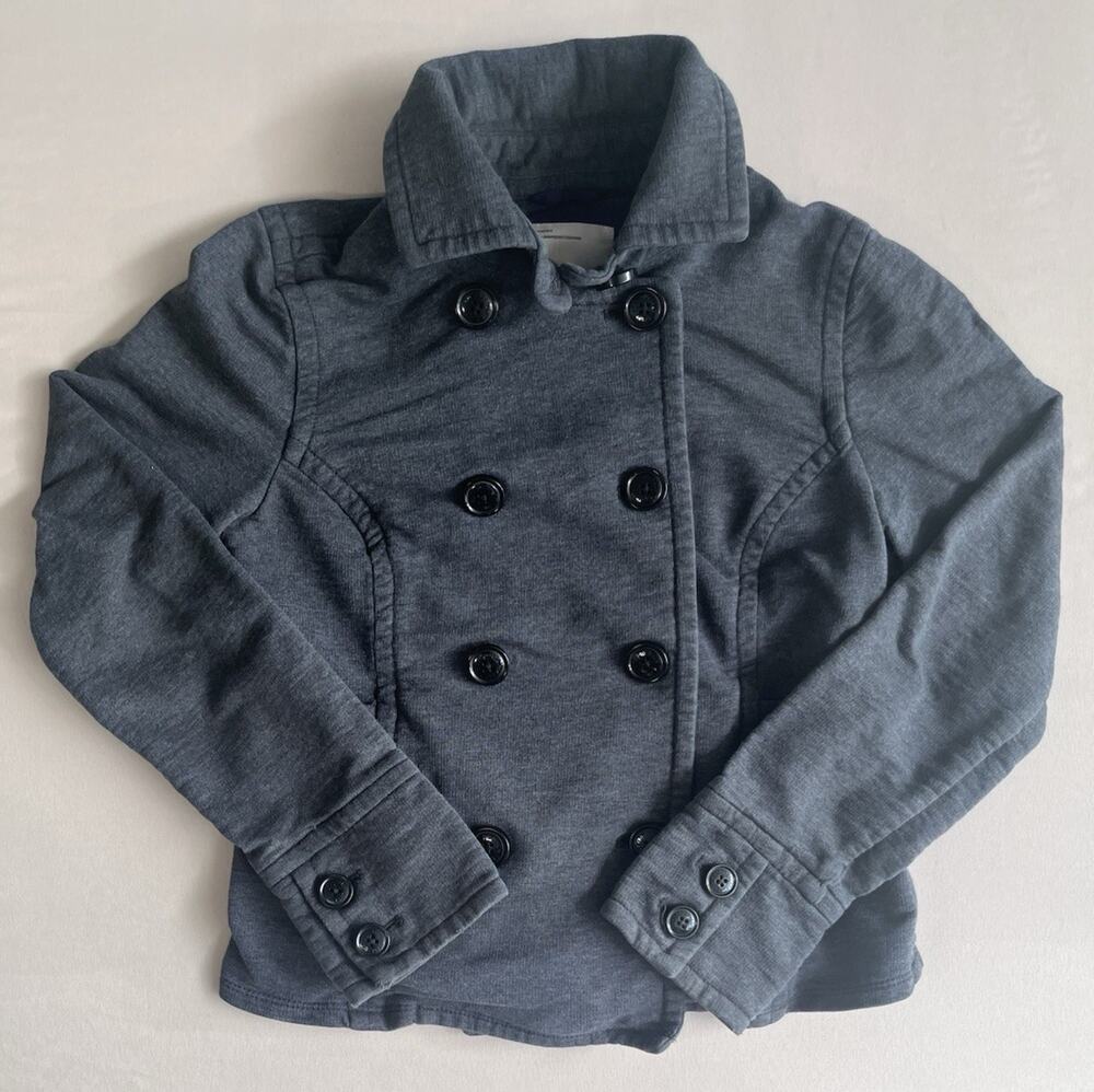 Vintage Aéropostale Women’s Gray Pea Coat Jacket Fall Old Money Size M fits S.